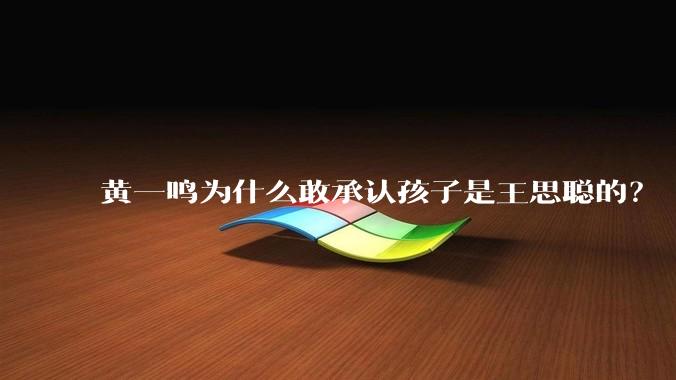黄一鸣为什么敢承认孩子是王思聪的？